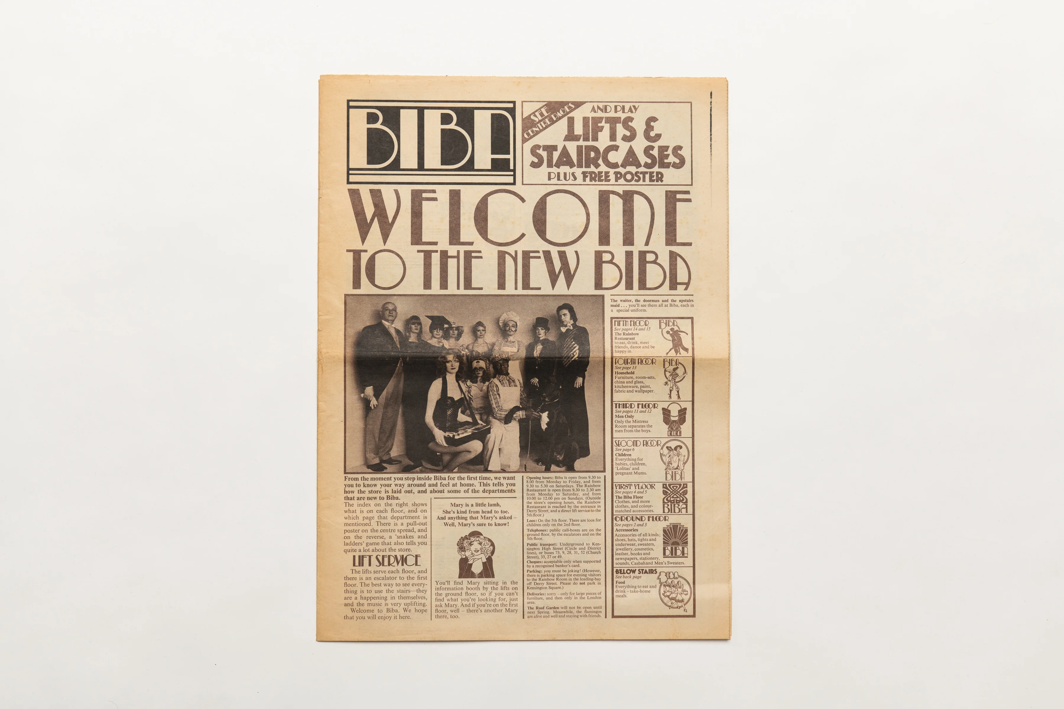 BIBA NEWSPAPER, KENSINGTON OPENING, SEPTEMBER 1973